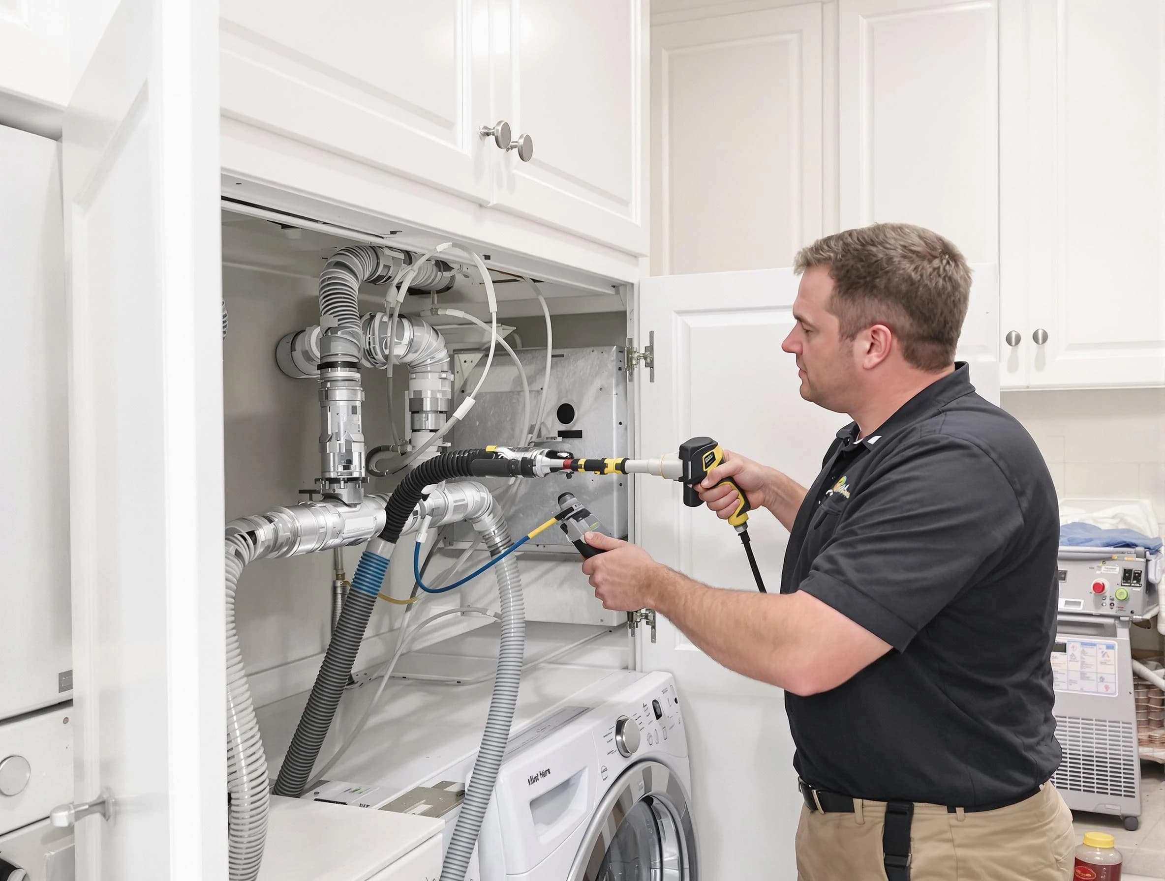 Cherry Hills Village Dryer Vent Cleaning professional removing severe blockage from a clogged dryer vent in Cherry Hills Village