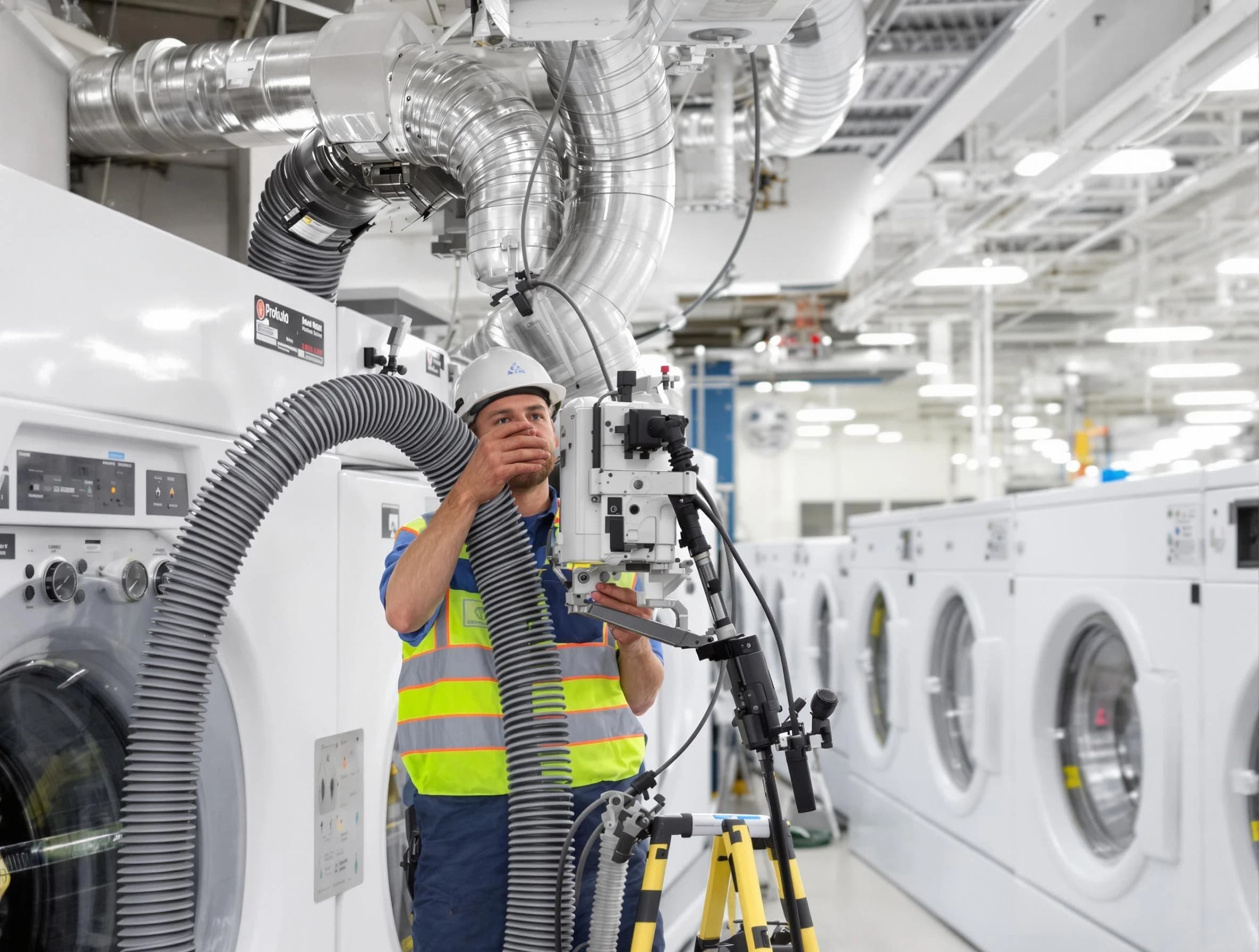 Cherry Hills Village Dryer Vent Cleaning team performing commercial-grade dryer vent cleaning at a business facility in Cherry Hills Village