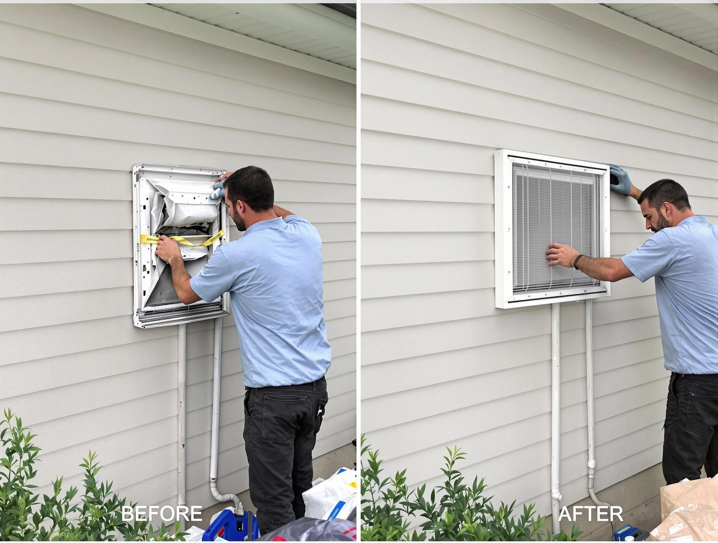Cherry Hills Village Dryer Vent Cleaning technician installing high-quality dryer vent cover at a residential property in Cherry Hills Village